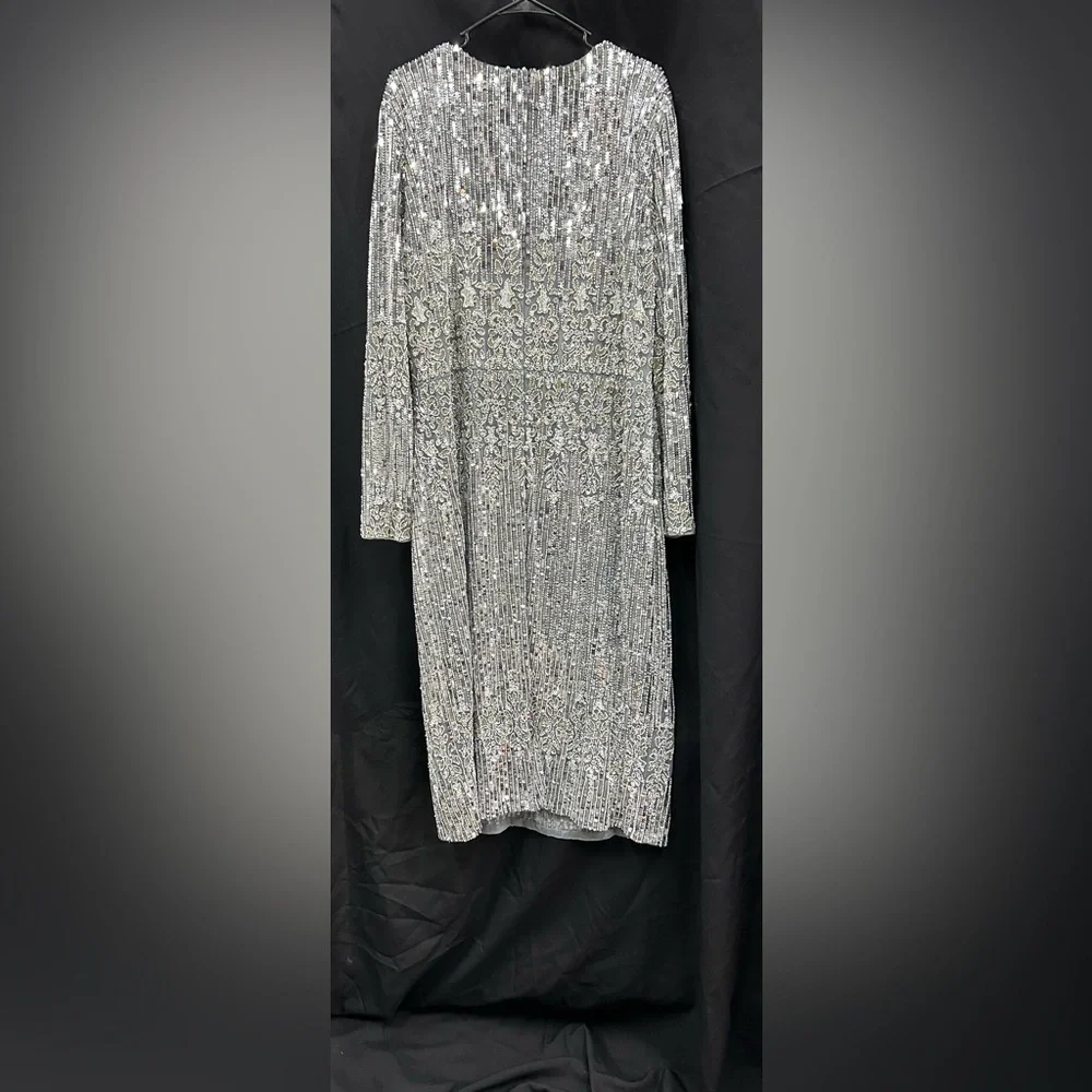 Mac Duggal 5576 NWT Jewel Neckline Long Sleeve Dress - Picture 5 of 8